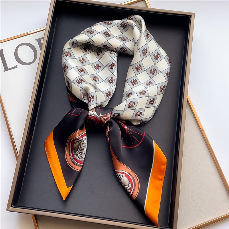 Elegant Floral Silk Scarf - Square