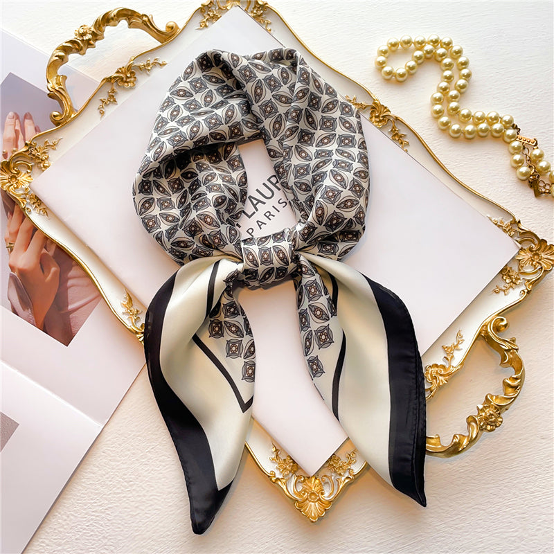 Elegant Floral Silk Scarf - Square