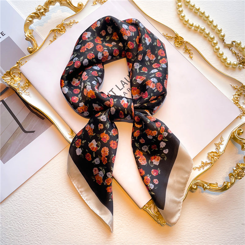 Elegant Floral Silk Scarf - Square