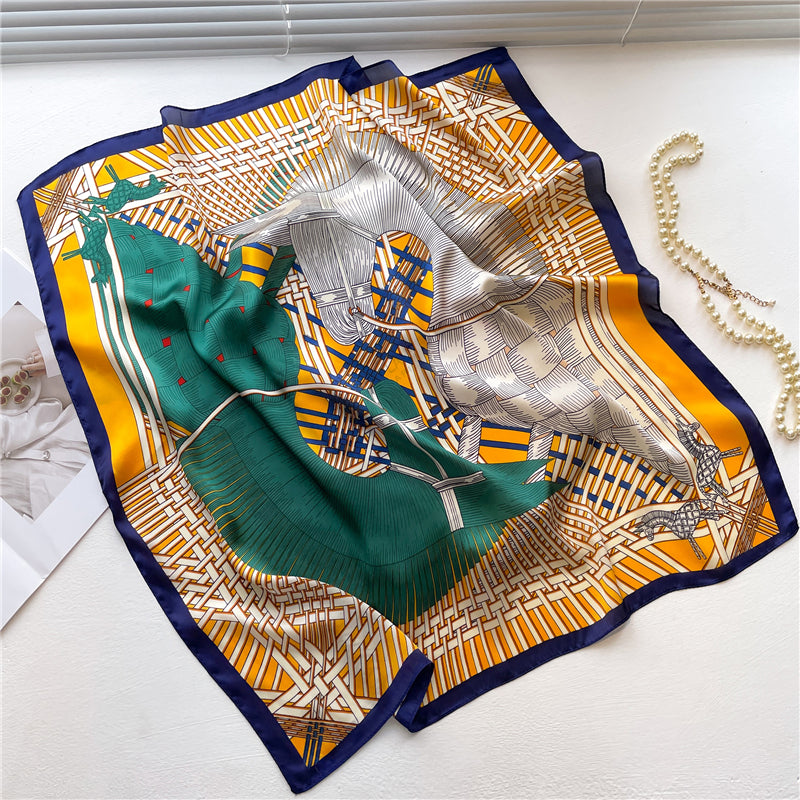 Elegant Floral Silk Scarf - Square
