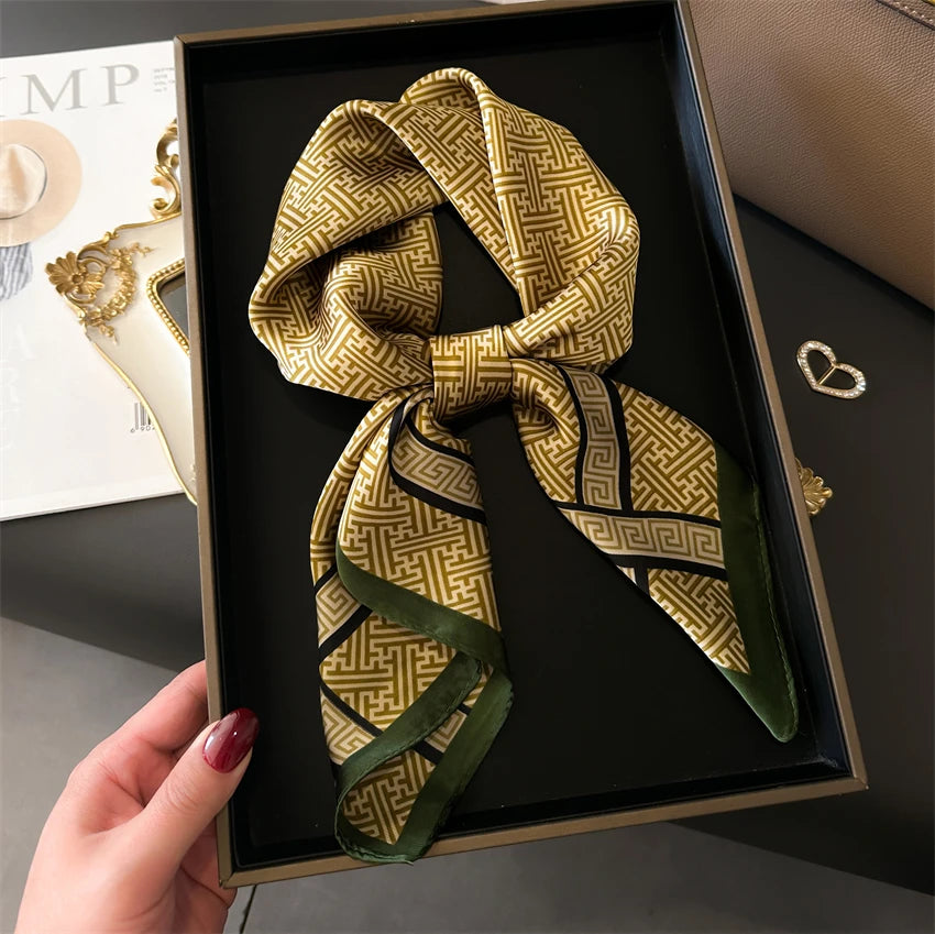 Elegant Floral Silk Scarf - Square