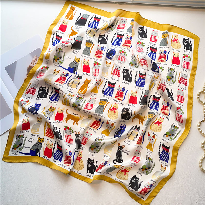 Elegant Floral Silk Scarf - Square