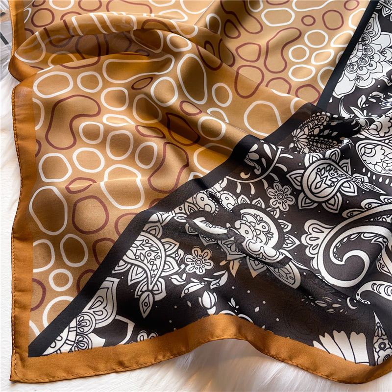 Elegant Floral Silk Scarf - Square
