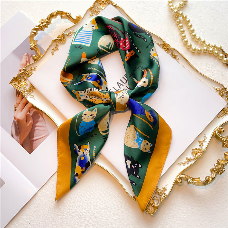 Elegant Floral Silk Scarf - Square