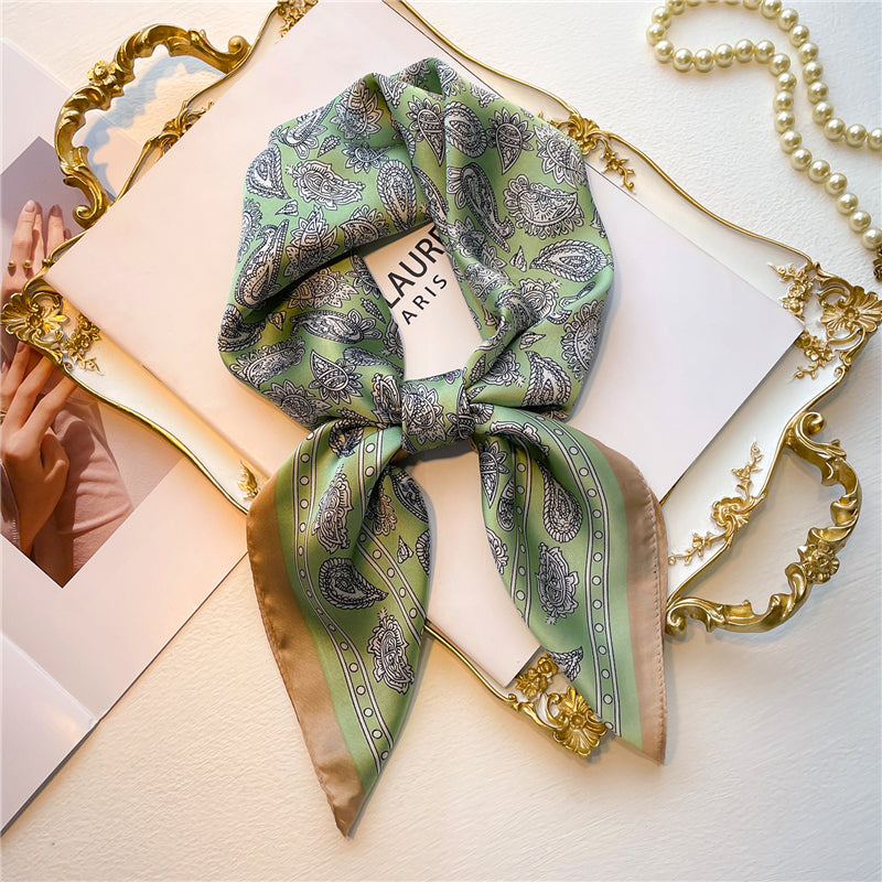 Elegant Floral Silk Scarf - Square