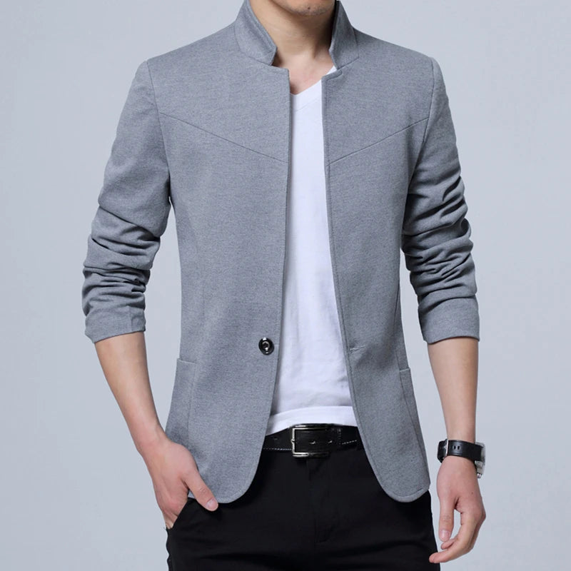 Stand Collar Slim Fit Blazers Jacket