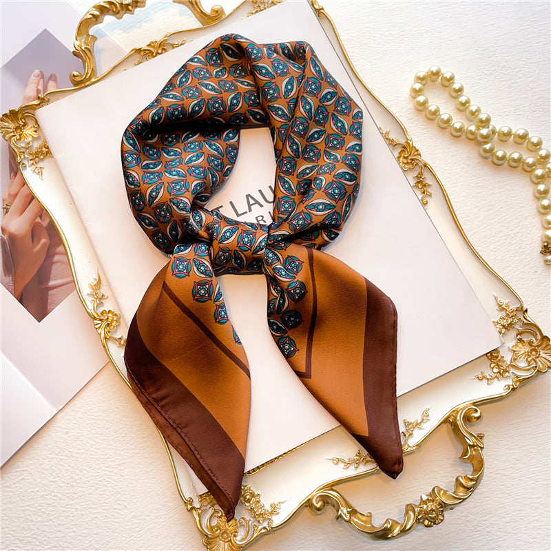 Elegant Floral Silk Scarf - Square