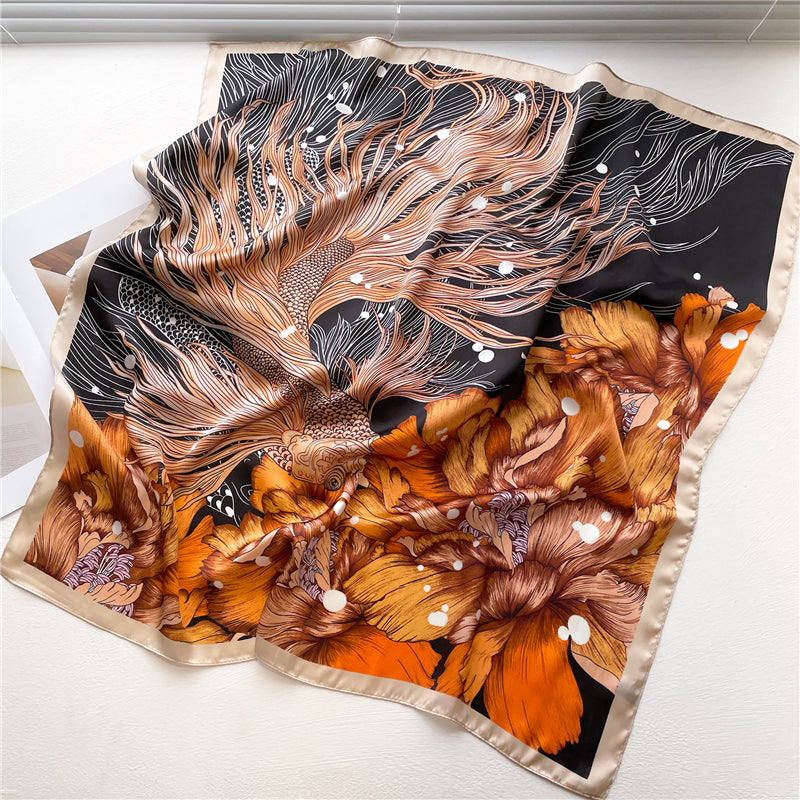 Elegant Floral Silk Scarf - Square