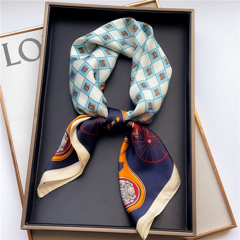 Elegant Floral Silk Scarf - Square