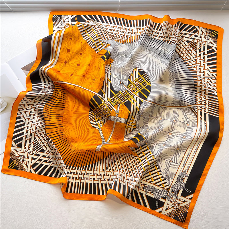 Elegant Floral Silk Scarf - Square