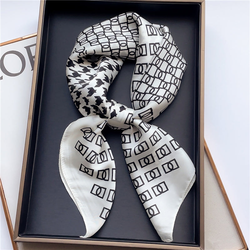 Elegant Floral Silk Scarf - Square