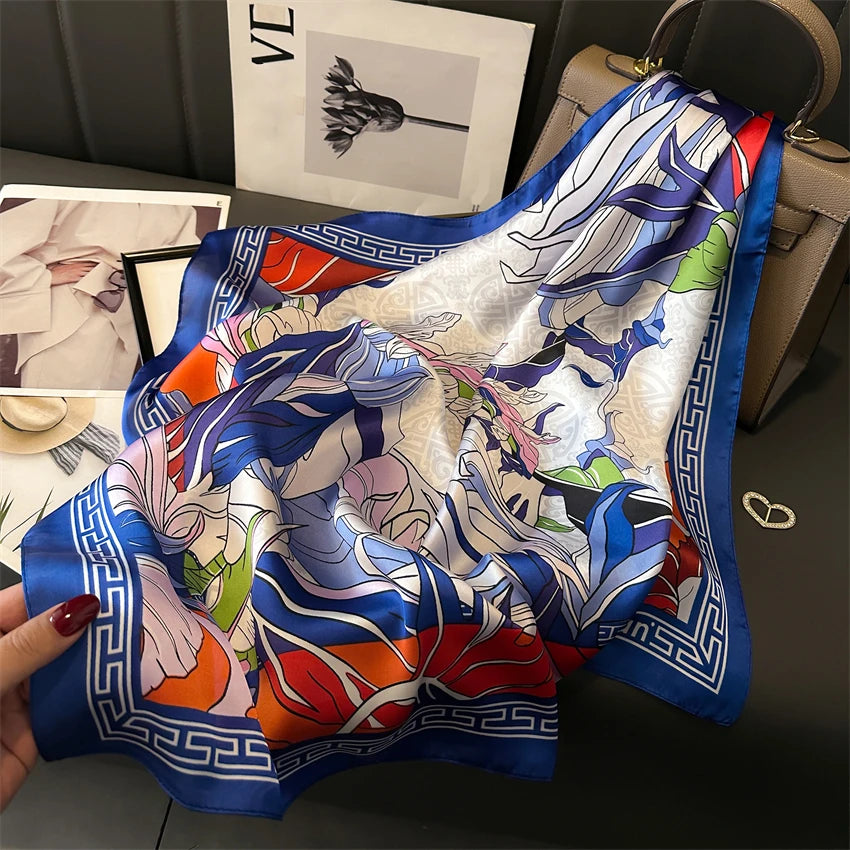 Elegant Floral Silk Scarf - Square