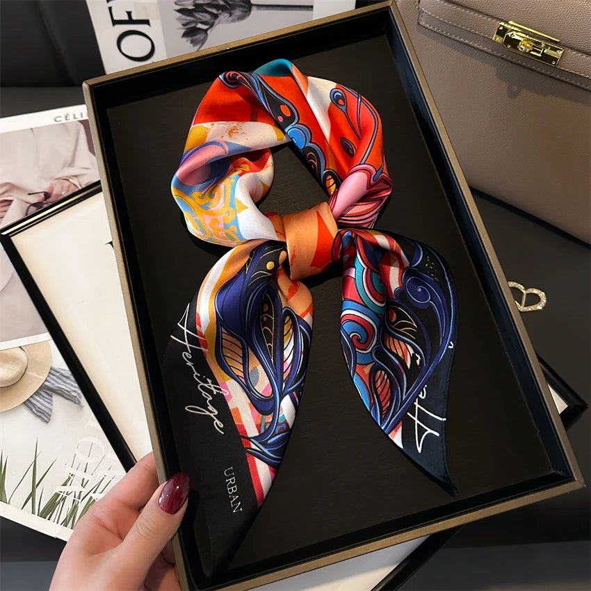 Elegant Floral Silk Scarf - Square