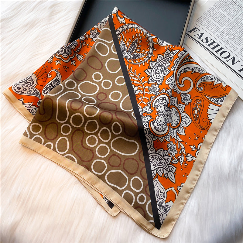 Elegant Floral Silk Scarf - Square
