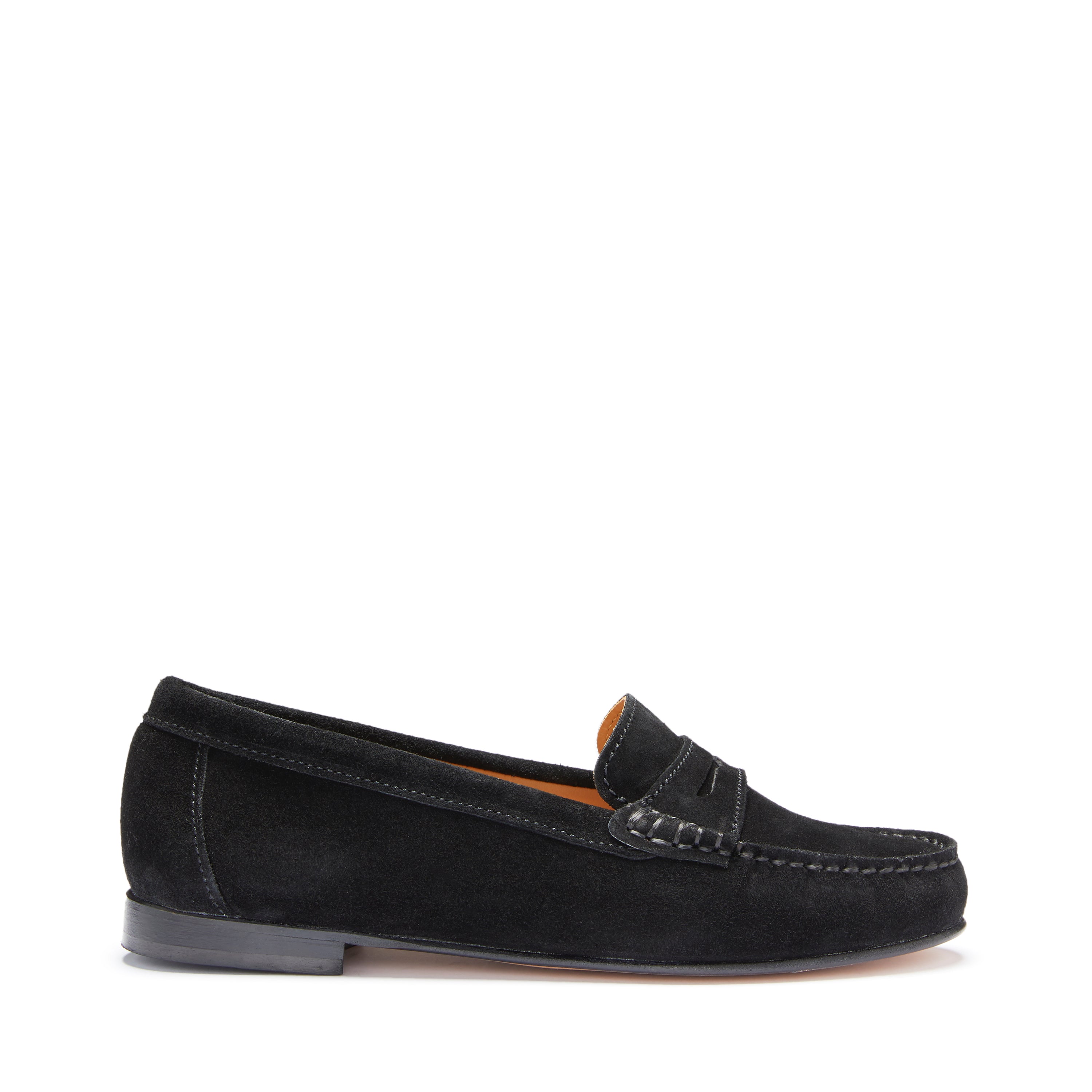 Penny Loafers Leather Sole - Black Suede