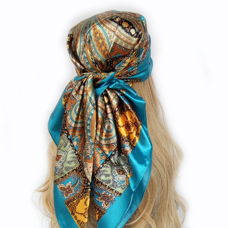 Colorful Silk-Feel Square Scarf