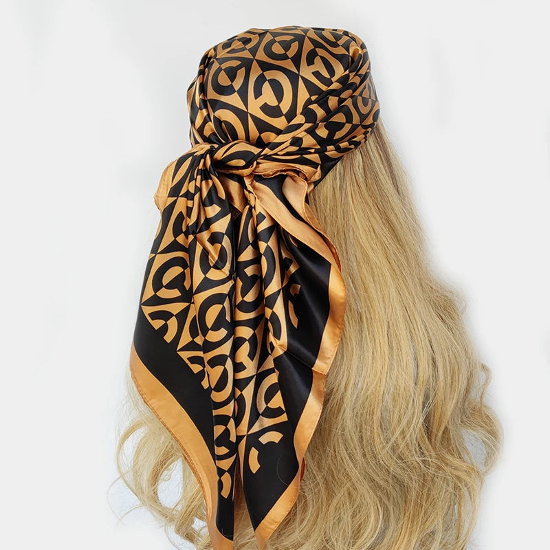 Floral Print Square Scarf – Silk-Feel