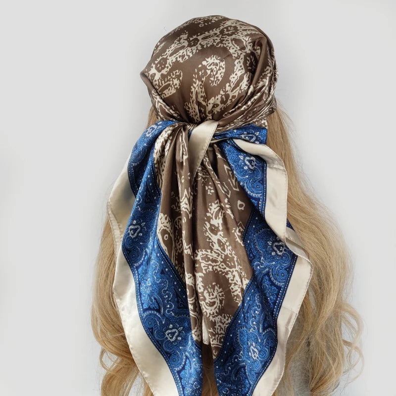 Colorful Silk-Feel Square Scarf