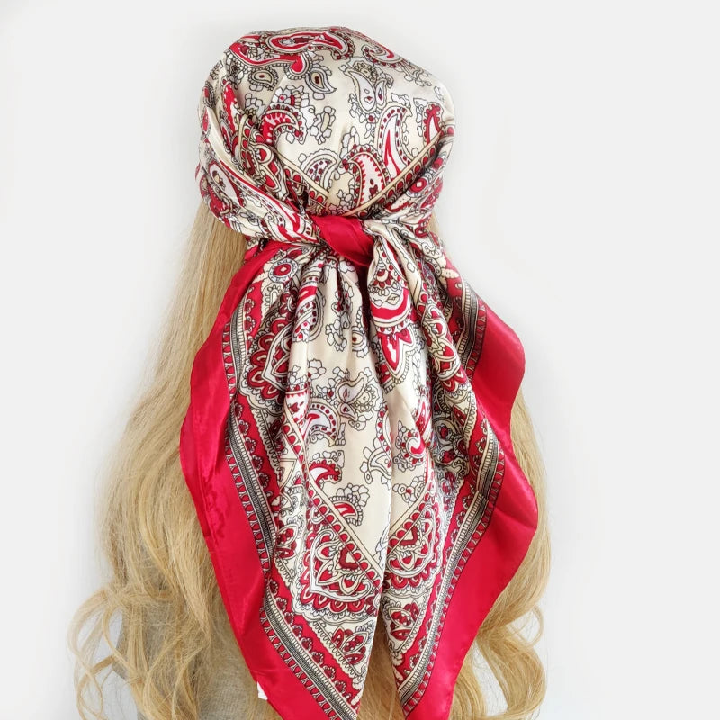 Colorful Silk-Feel Square Scarf