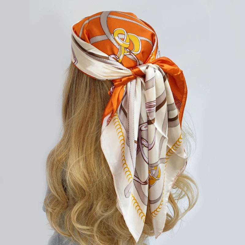 Floral Print Square Scarf – Silk-Feel