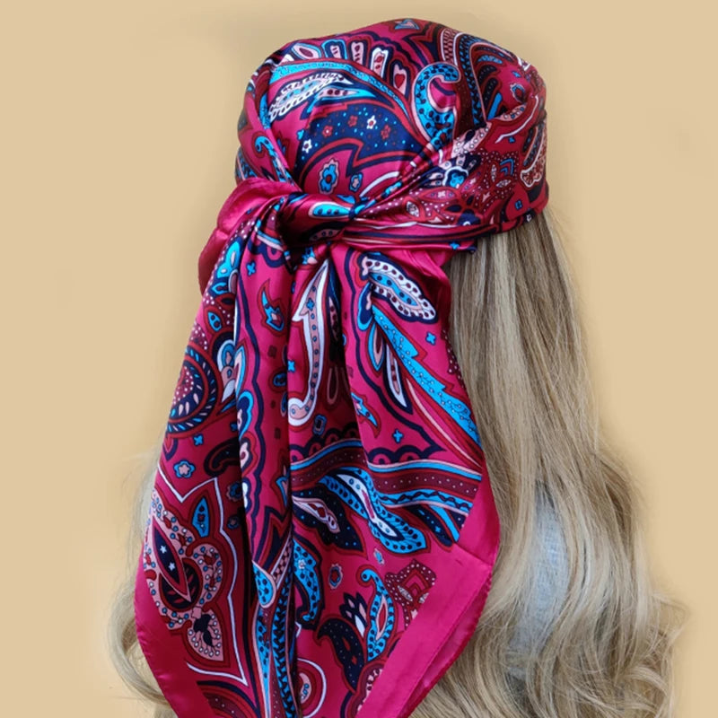 Colorful Silk-Feel Square Scarf