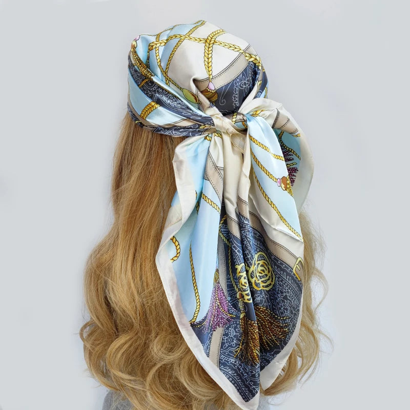 Floral Print Square Scarf – Silk-Feel