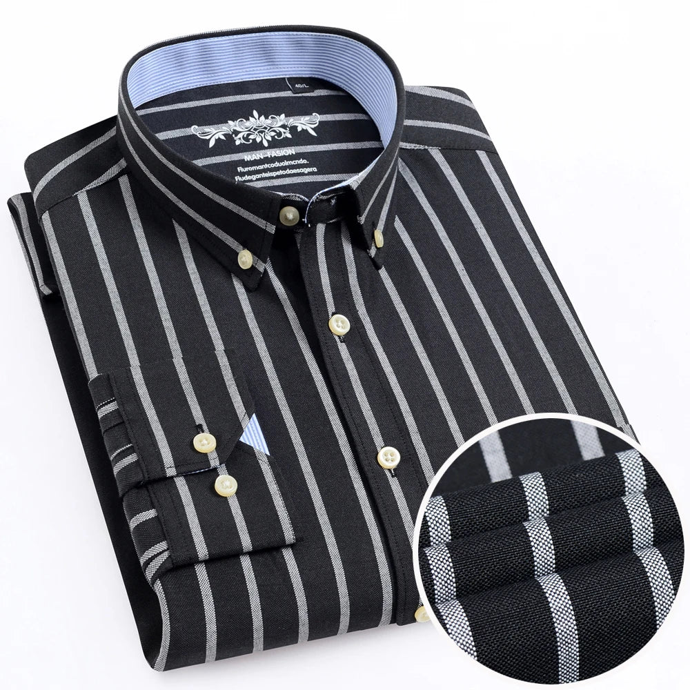Checked/Striped Cotton Blend Shirt