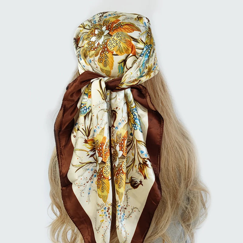 Colorful Silk-Feel Square Scarf