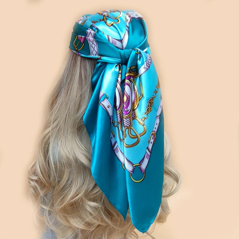 Floral Print Square Scarf – Silk-Feel
