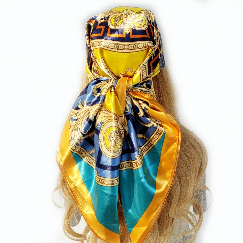Floral Print Square Scarf – Silk-Feel