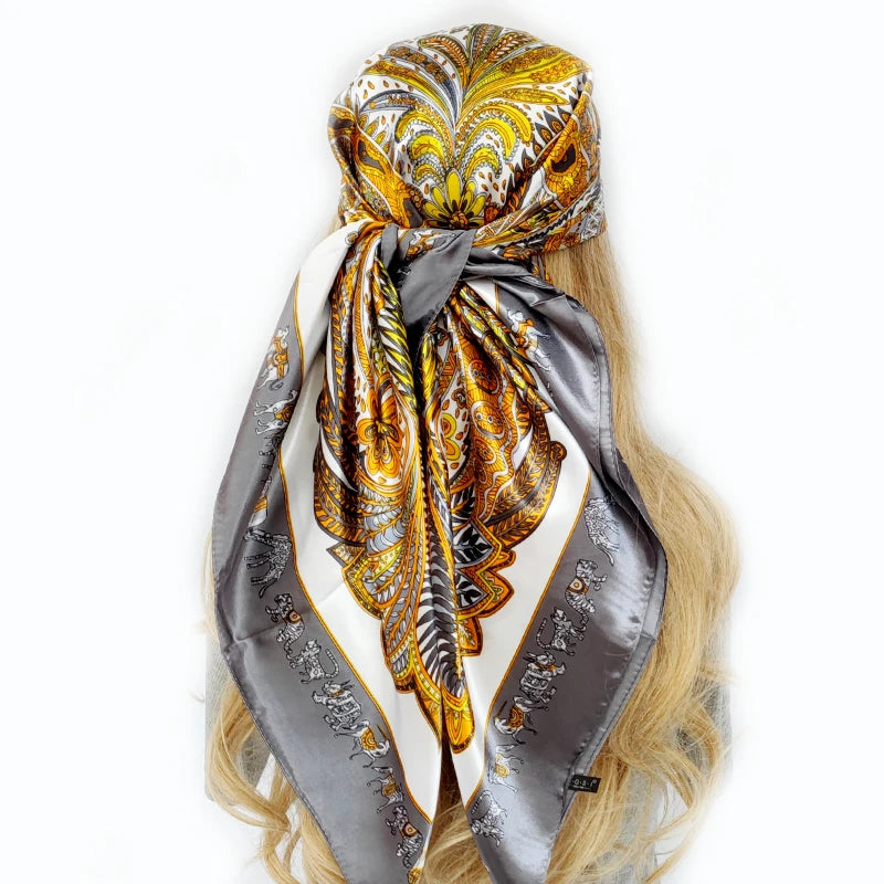 Floral Print Square Scarf – Silk-Feel