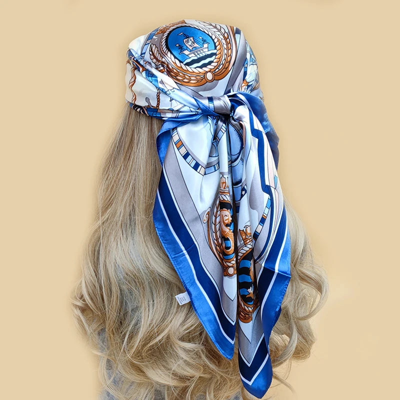 Floral Print Square Scarf – Silk-Feel
