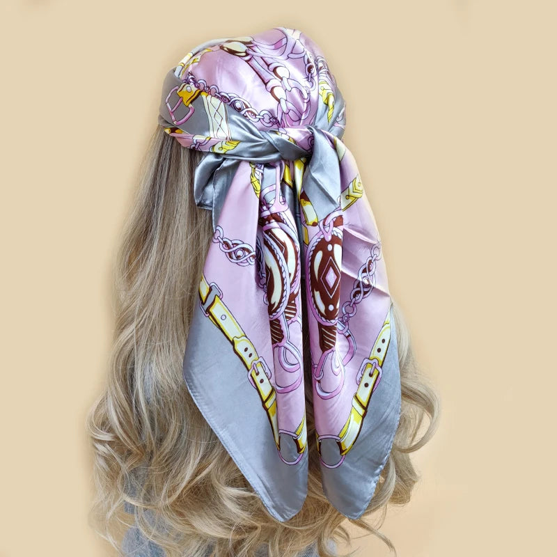 Floral Print Square Scarf – Silk-Feel
