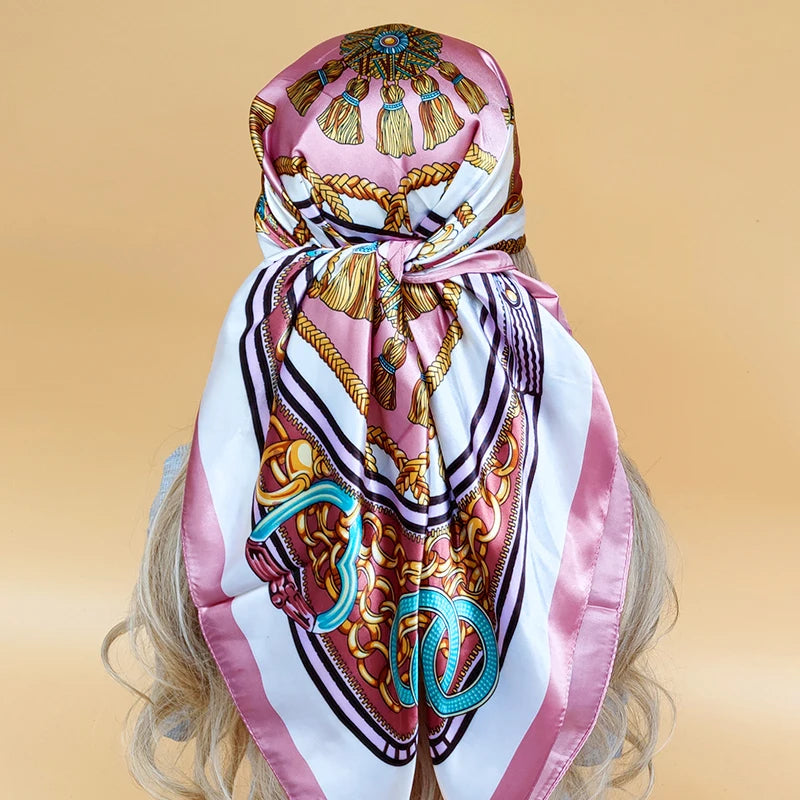 Colorful Silk-Feel Square Scarf