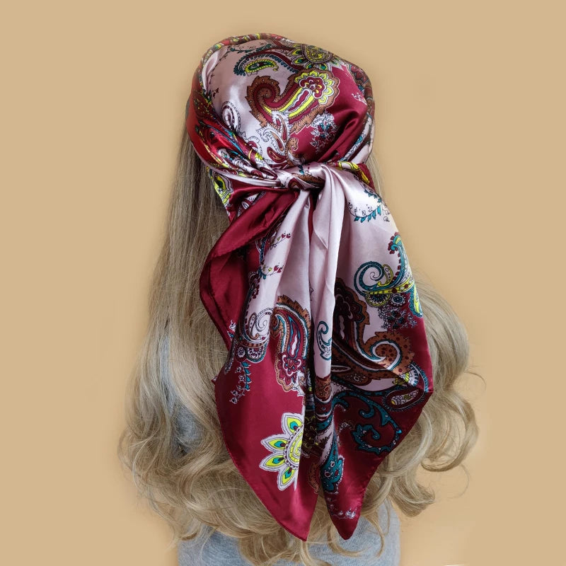 Floral Print Square Scarf – Silk-Feel