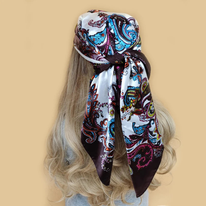 Floral Print Square Scarf – Silk-Feel