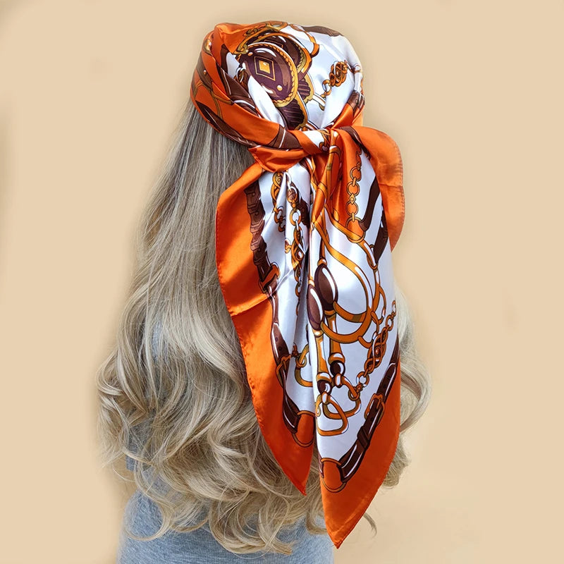 Floral Print Square Scarf – Silk-Feel