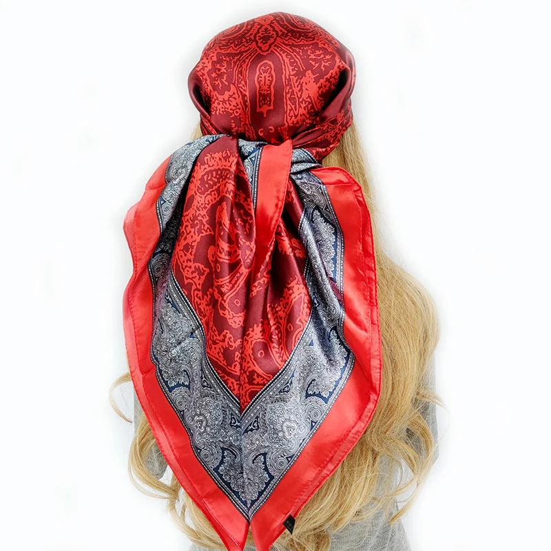 Floral Print Square Scarf – Silk-Feel