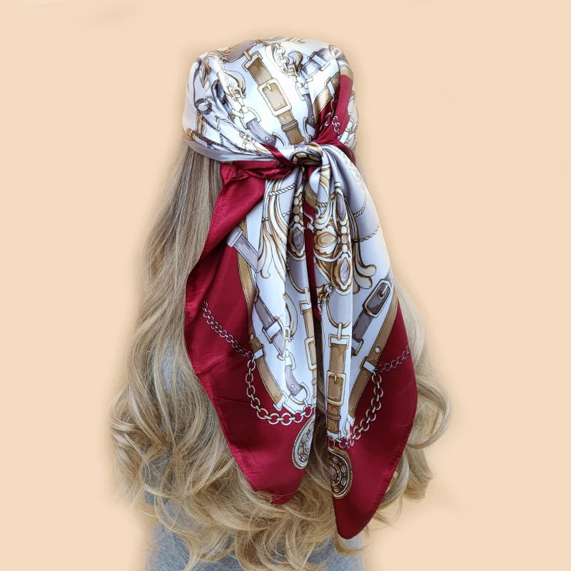 Floral Print Square Scarf – Silk-Feel