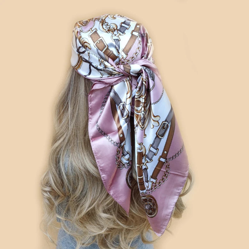 Floral Print Square Scarf – Silk-Feel