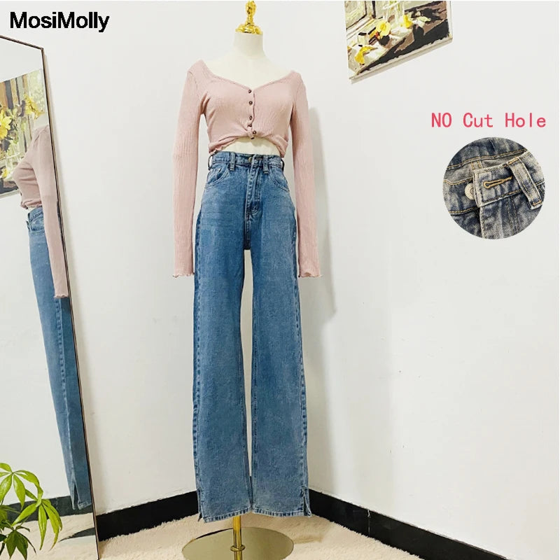 Washed Boyfriend Denim Jeans Women
