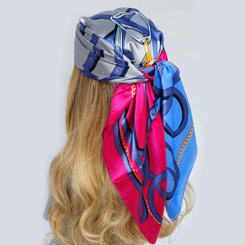 Floral Print Square Scarf – Silk-Feel