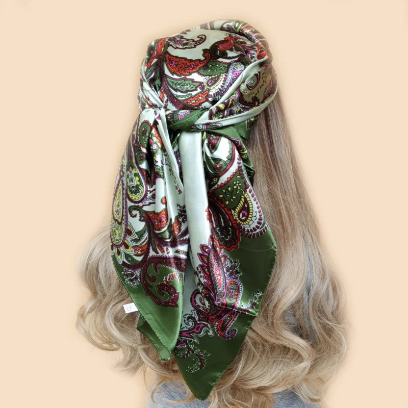 Floral Print Square Scarf – Silk-Feel