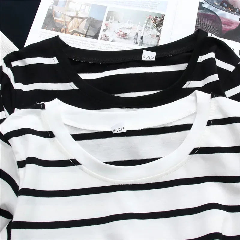 Striped Round-Neck Long Sleeve Tee