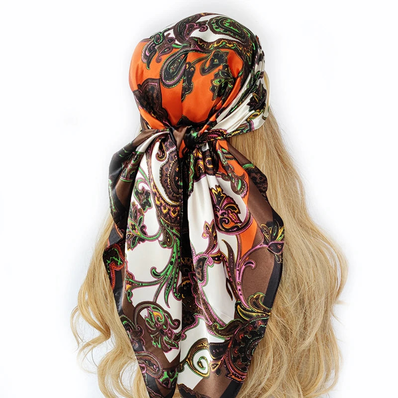 Colorful Silk-Feel Square Scarf