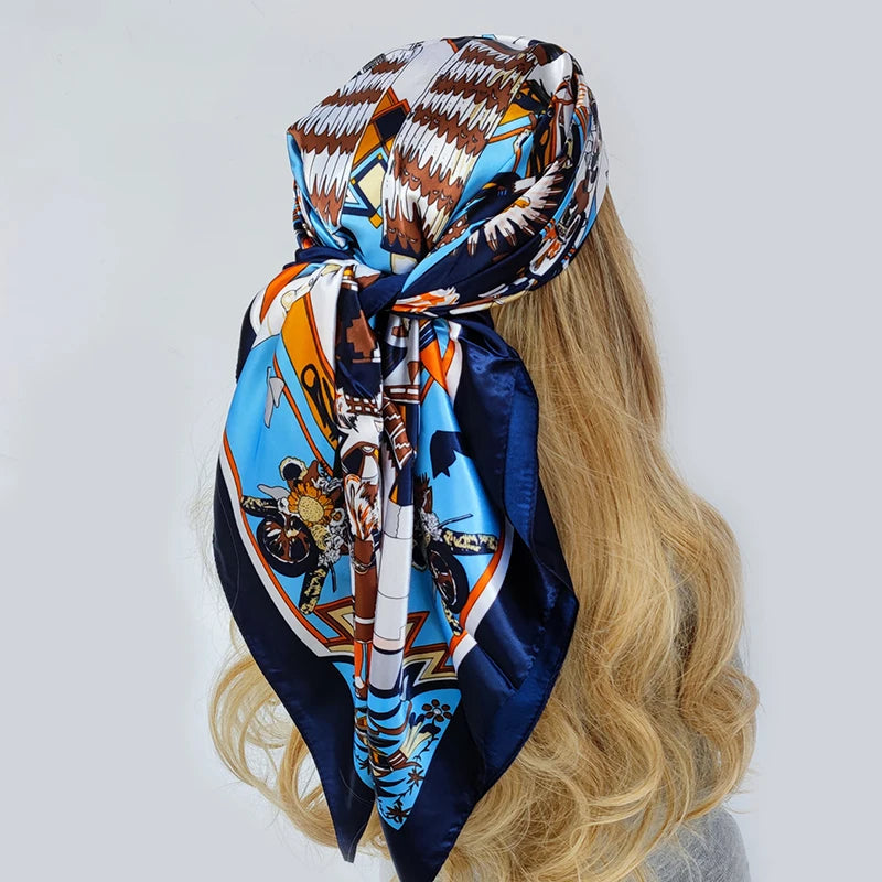 Floral Print Square Scarf – Silk-Feel
