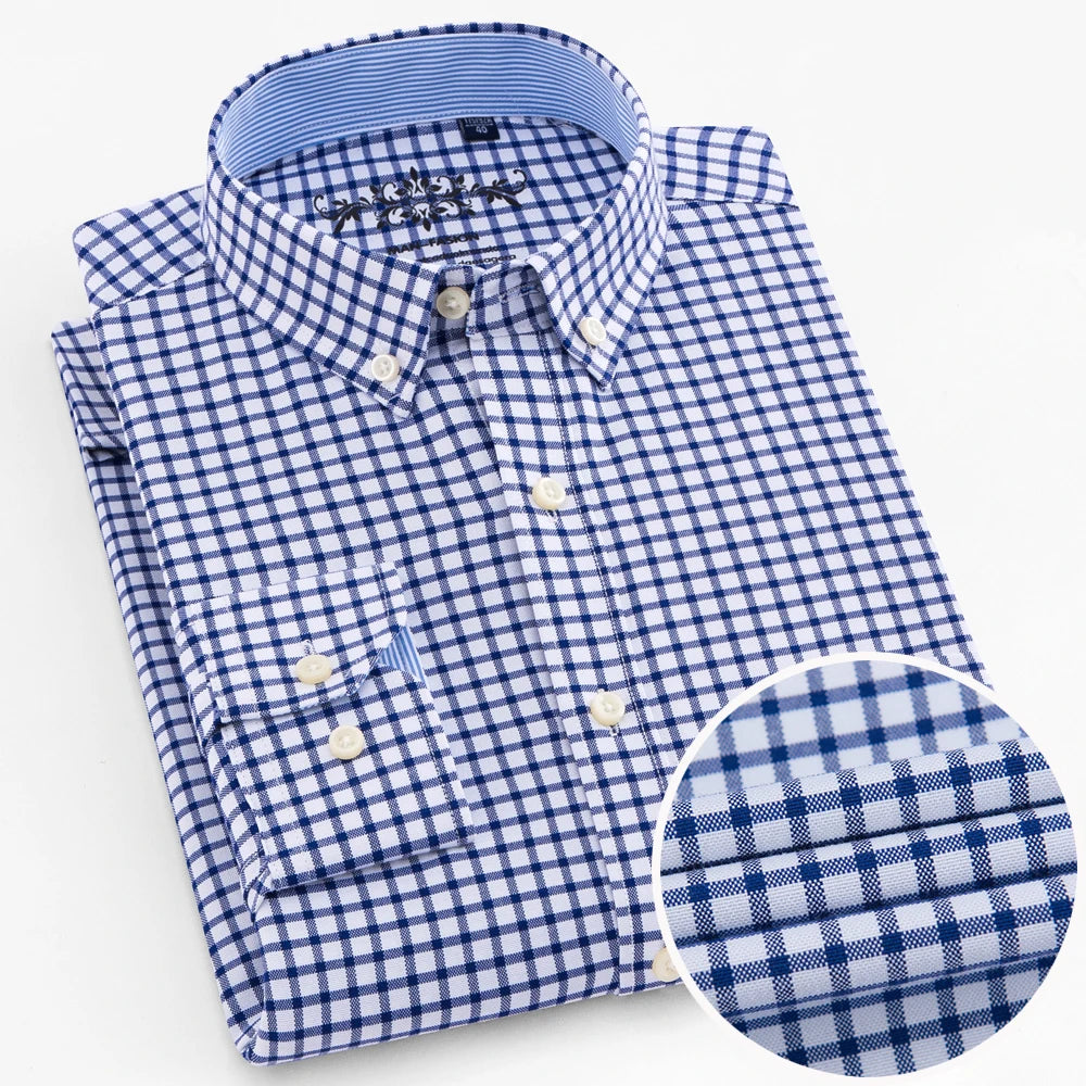 Checked/Striped Cotton Blend Shirt