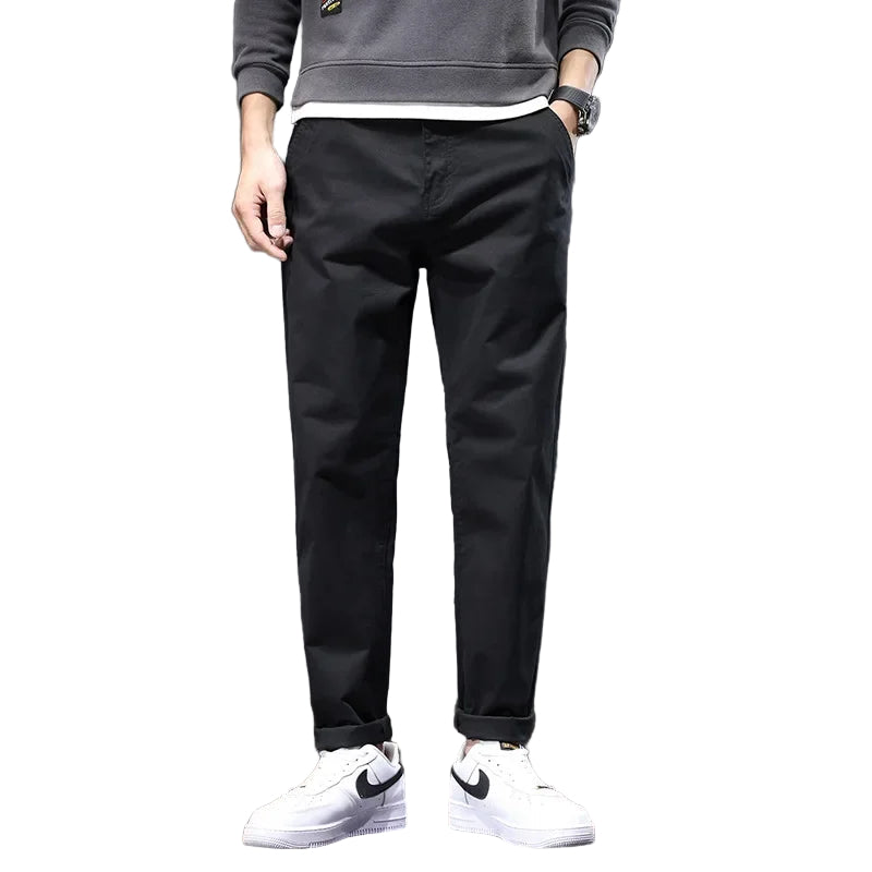 Stretch Straight Fit Cotton Trousers