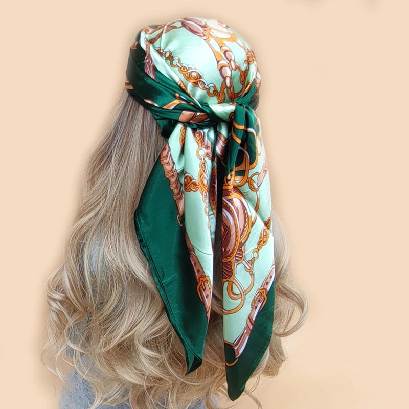 Floral Print Square Scarf – Silk-Feel