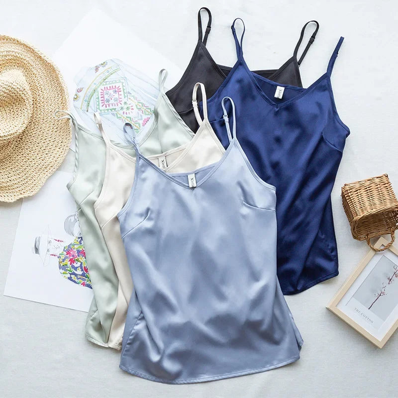 Satin Spaghetti Strap Tank Top